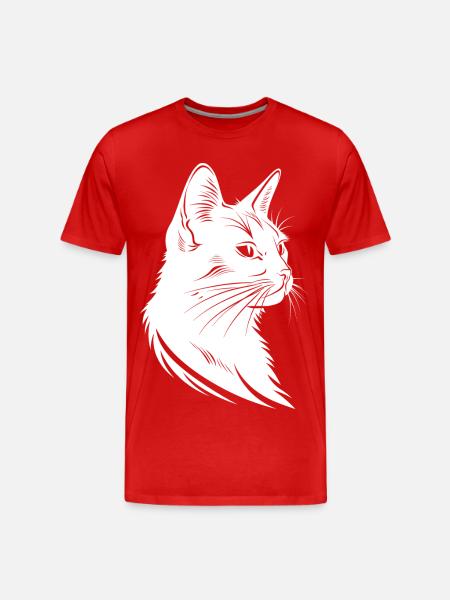 Cat Sketch - Men's Premium Organic T-Shirt - red