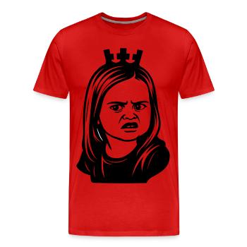 Fille mème sceptique avec couronne - T-shirt bio Premium Homme - rouge - Devant - Damien (186cm)