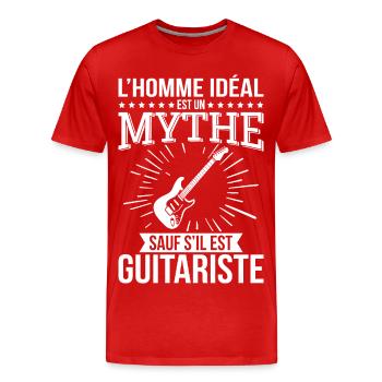Der ideale Mann ist ein Mythos, es sei denn, er ist Gitarrist - Männer Premium Bio T-Shirt - Rot - Vorne - Damien (186cm)