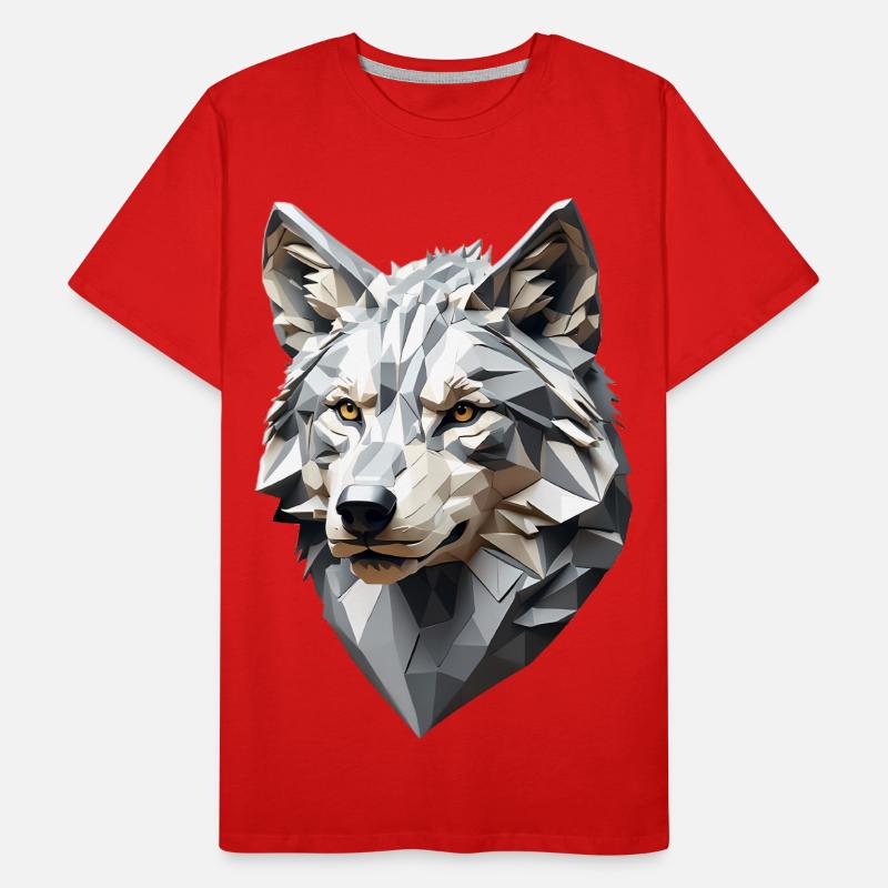 Wolf Head LowPoly Geometric T-shirt bio Premium Homme