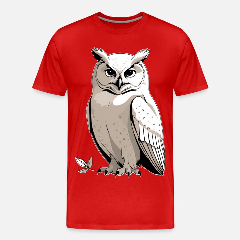 Eulenportrait mit ernster Mimik - Männer Premium Bio T-Shirt - Rot
