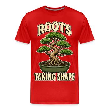 ROOTS TAKING SHAPE Pflanzen - Männer Premium Bio T-Shirt - Rot - Vorne - Damien (186cm)