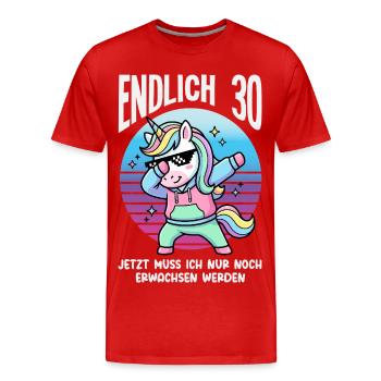 Endlich 30 Einhorn Geburtstag - Männer Premium Bio T-Shirt - Rot - Vorne - Damien (186cm)