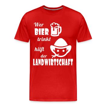 Bier und Landwirtschaft - Männer Premium Bio T-Shirt - Rot - Vorne - Damien (186cm)