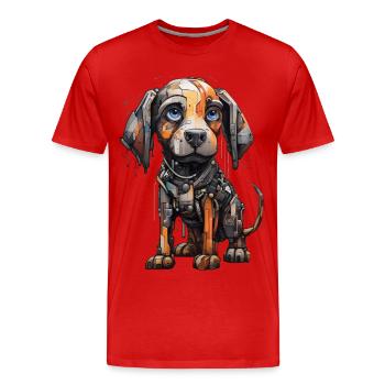 Cyber Pup : streetwear tech pour chiots - T-shirt bio Premium Homme - rouge - Devant - Damien (186cm)