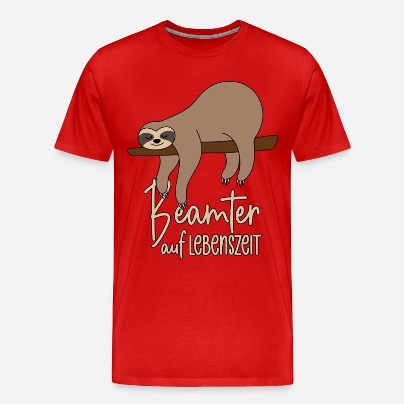Faultier Beamter auf Lebenszeit - Männer Premium Bio T-Shirt - Rot