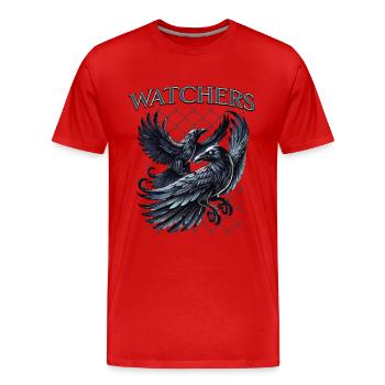 Rabe, Hugin, Munin - Männer Premium Bio T-Shirt - Rot - Vorne - Damien (186cm)