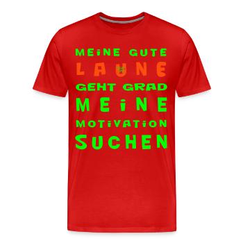 Meine gute Laune - Männer Premium Bio T-Shirt - Rot - Vorne - Damien (186cm)