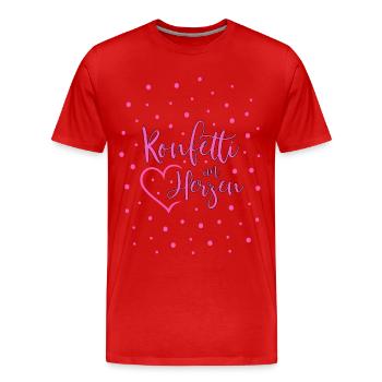 Konfetti im Herzen - Männer Premium Bio T-Shirt - Rot - Vorne - Damien (186cm)