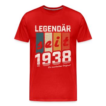 LEGENDÄR SEIT 1938 WASCHECHTES ORIGINAL GEBURTSTAG - Männer Premium Bio T-Shirt - Rot - Vorne - Damien (186cm)