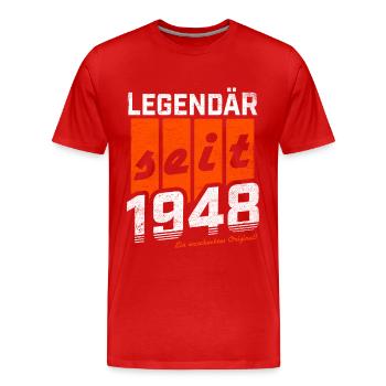 LEGENDÄR SEIT 1948 WASCHECHTES ORIGINAL GEBURTSTAG - Männer Premium Bio T-Shirt - Rot - Vorne - Damien (186cm)