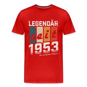 LEGENDÄR SEIT 1953 WASCHECHTES ORIGINAL GEBURTSTAG - Männer Premium Bio T-Shirt - Rot - Vorne - Damien (186cm)