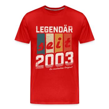 LEGENDÄR SEIT 2003 WASCHECHTES ORIGINAL GEBURTSTAG - Männer Premium Bio T-Shirt - Rot - Vorne - Damien (186cm)
