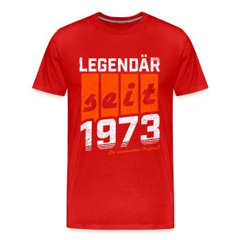 LEGENDÄR SEIT 1973 WASCHECHTES ORIGINAL GEBURTSTAG - Männer Premium Bio T-Shirt - Rot - Vorne - Damien (186cm)