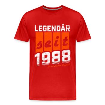LEGENDÄR SEIT 1988 WASCHECHTES ORIGINAL GEBURTSTAG - Männer Premium Bio T-Shirt - Rot - Vorne - Damien (186cm)