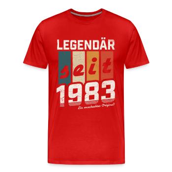 LEGENDÄR SEIT 1983 WASCHECHTES ORIGINAL GEBURTSTAG - Männer Premium Bio T-Shirt - Rot - Vorne - Damien (186cm)