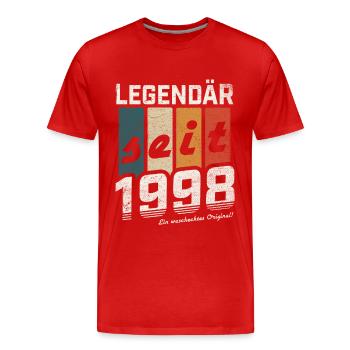 LEGENDÄR SEIT 1998 WASCHECHTES ORIGINAL GEBURTSTAG - Männer Premium Bio T-Shirt - Rot - Vorne - Damien (186cm)