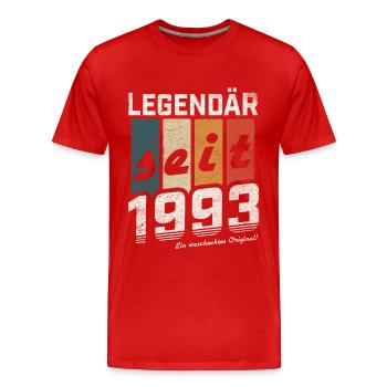 LEGENDÄR SEIT 1993 WASCHECHTES ORIGINAL GEBURTSTAG - Männer Premium Bio T-Shirt - Rot - Vorne - Damien (186cm)