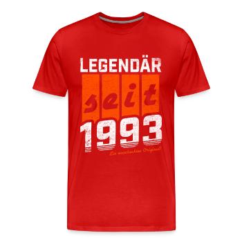 LEGENDÄR SEIT 1993 WASCHECHTES ORIGINAL GEBURTSTAG - Männer Premium Bio T-Shirt - Rot - Vorne - Damien (186cm)