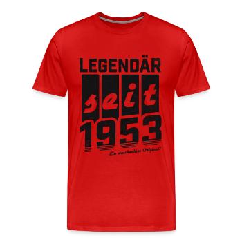 LEGENDÄR SEIT 1953 WASCHECHTES ORIGINAL GEBURTSTAG - Männer Premium Bio T-Shirt - Rot - Vorne - Damien (186cm)