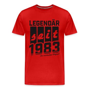 LEGENDÄR SEIT 1983 WASCHECHTES ORIGINAL GEBURTSTAG - Männer Premium Bio T-Shirt - Rot - Vorne - Damien (186cm)
