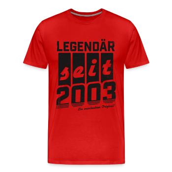 LEGENDÄR SEIT 2003 WASCHECHTES ORIGINAL GEBURTSTAG - Männer Premium Bio T-Shirt - Rot - Vorne - Damien (186cm)