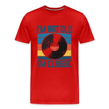 ICH BIN NICHT ALT ICH BIN KLASSISCH SCHALLPLATTEN - Männer Premium Bio T-Shirt - Rot - Vorne - Damien (186cm)