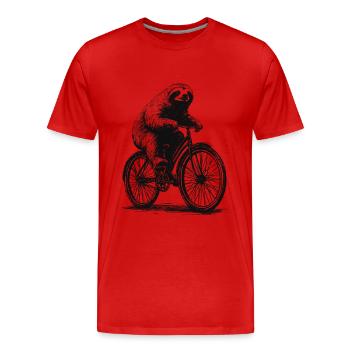 SLOTH BIKE FUNNY CYCLING DESIGN GIFT - Men's Premium Organic T-Shirt - red - Front - Damien (186cm)