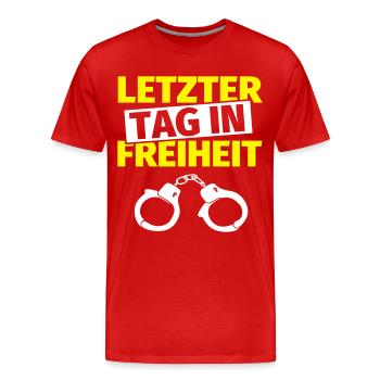 Junggesellenabschied Handschellen - Männer Premium Bio T-Shirt - Rot - Vorne - Damien (186cm)