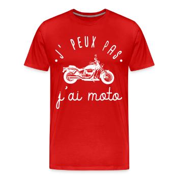 J'peux pas j'ai moto humour moto homme femme - T-shirt bio Premium Homme - rouge - Devant - Damien (186cm)