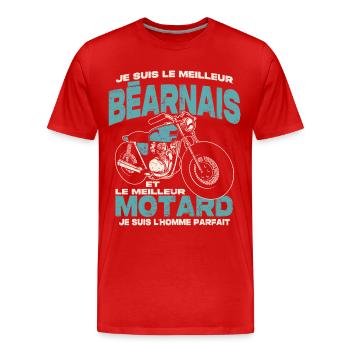 Le meilleur béarnais et le meilleur motard - T-shirt bio Premium Homme - rouge - Devant - Damien (186cm)