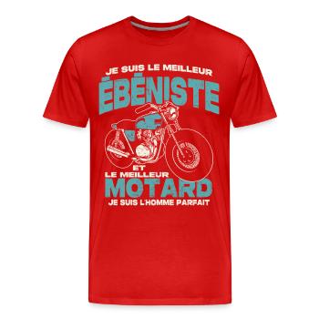 Le meilleur ébéniste et le meilleur motard - T-shirt bio Premium Homme - rouge - Devant - Damien (186cm)