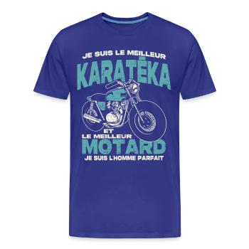 Le meilleur karatéka et le meilleur motard - T-shirt bio Premium Homme - bleu roi - Devant - Damien (186cm)