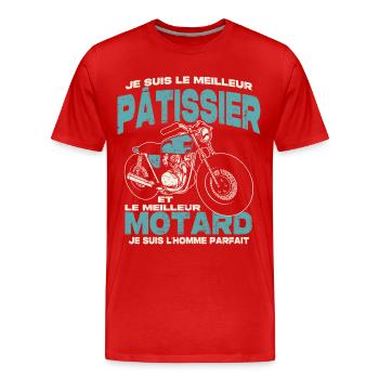 Le meilleur pâtissier et le meilleur motard - T-shirt bio Premium Homme - rouge - Devant - Damien (186cm)