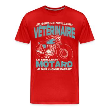 Le meilleur vétérinaire et le meilleur motard - T-shirt bio Premium Homme - rouge - Devant - Damien (186cm)