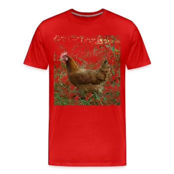 chicken - Men's Premium Organic T-Shirt - red - Front - Damien (186cm)