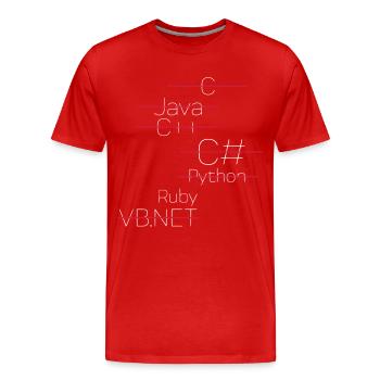 RUBY / RUBY ON RAILS - Men's Premium Organic T-Shirt - red - Front - Damien (186cm)