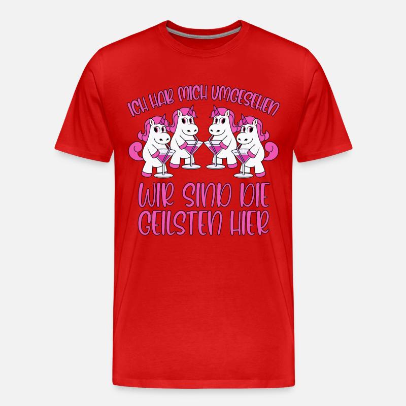 Mallorca Sprüche Die Geilsten hier Einhorn Party - Männer Premium Bio T-Shirt - Rot