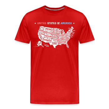 American Map Graphic Art - Men's Premium Organic T-Shirt - red - Front - Damien (186cm)