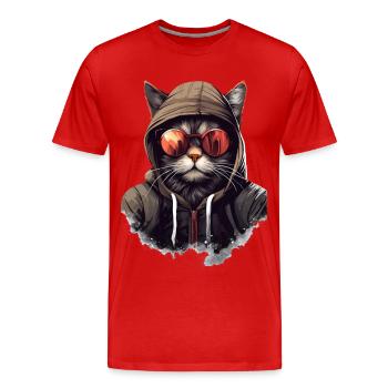 Urban Purrfection : du chat | Amoureux des chats - T-shirt bio Premium Homme - rouge - Devant - Damien (186cm)