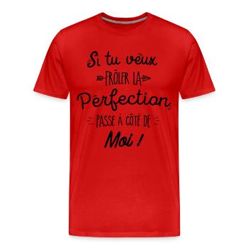 Perfection c'est moi - T-shirt bio Premium Homme - rouge - Devant - Damien (186cm)