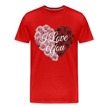 Cœur de rose - T-shirt bio Premium Homme - rouge - Devant - Damien (186cm)