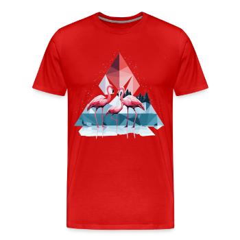 3 flamingos in the water - Men's Premium Organic T-Shirt - red - Front - Damien (186cm)