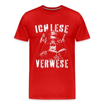 ICH LESE BIS ICH VERWESE ZOMBIE BUCH VIELLESER - Männer Premium Bio T-Shirt - Rot - Vorne - Damien (186cm)