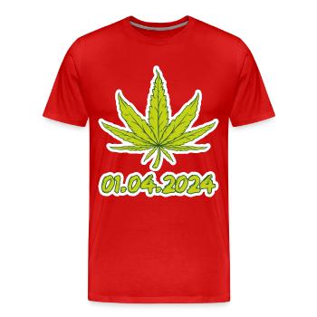 01.04.2024 Deutschland - Männer Premium Bio T-Shirt - Rot - Vorne - Damien (186cm)