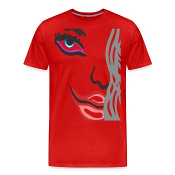 Art Face - Model Portrait Gesicht mit roten Lippen - Männer Premium Bio T-Shirt - Rot - Vorne - Damien (186cm)