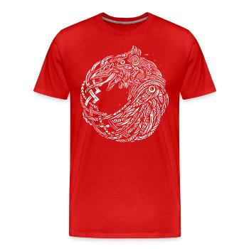 Les corbeaux d’Odin Hugin Munin Nœuds Celtic Vikings - T-shirt bio Premium Homme - rouge - Devant - Damien (186cm)