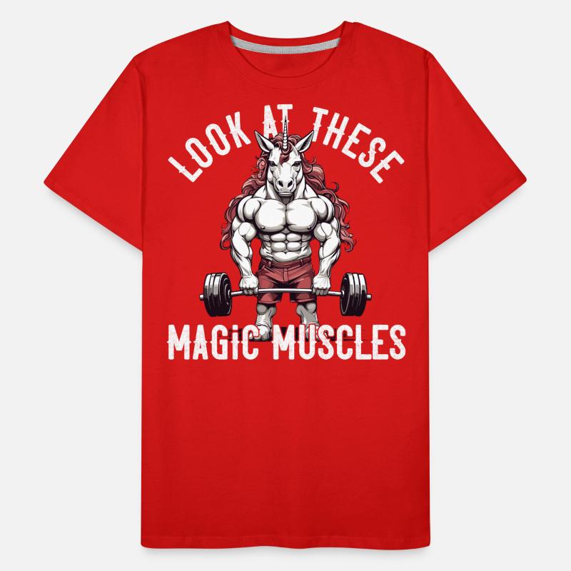 Magic Muscles Einhorn Powerlifting Fun Männer Premium Bio T-Shirt