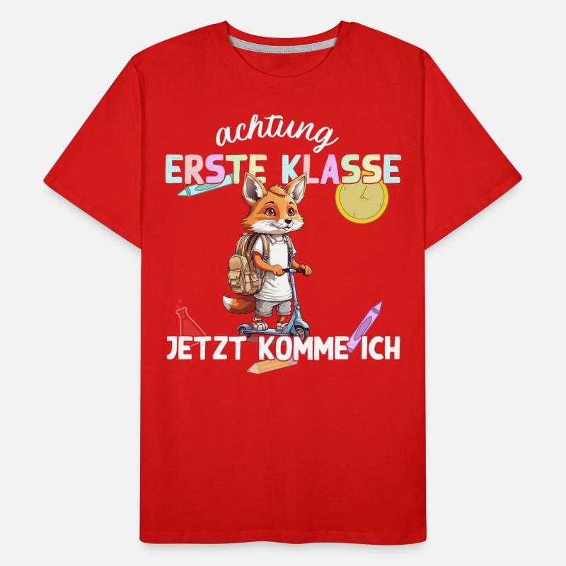 Fuchs Schulanfang Erste Klasse Einschulung Männer Premium Bio T-Shirt