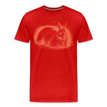 Retro Bunny with Hearts Easter Bunny - Men's Premium Organic T-Shirt - red - Front - Damien (186cm)